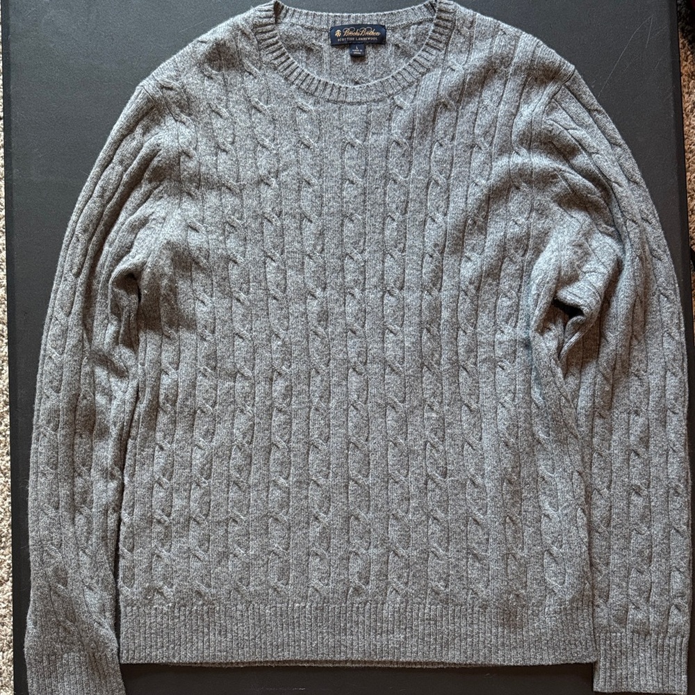 Brooks Brothers Men's Gray Cable Knit Sweater
